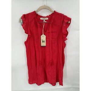 Casa Cabana Top Women XS Red Preppy Summer Beach Cruise NEW Skylar Flutter